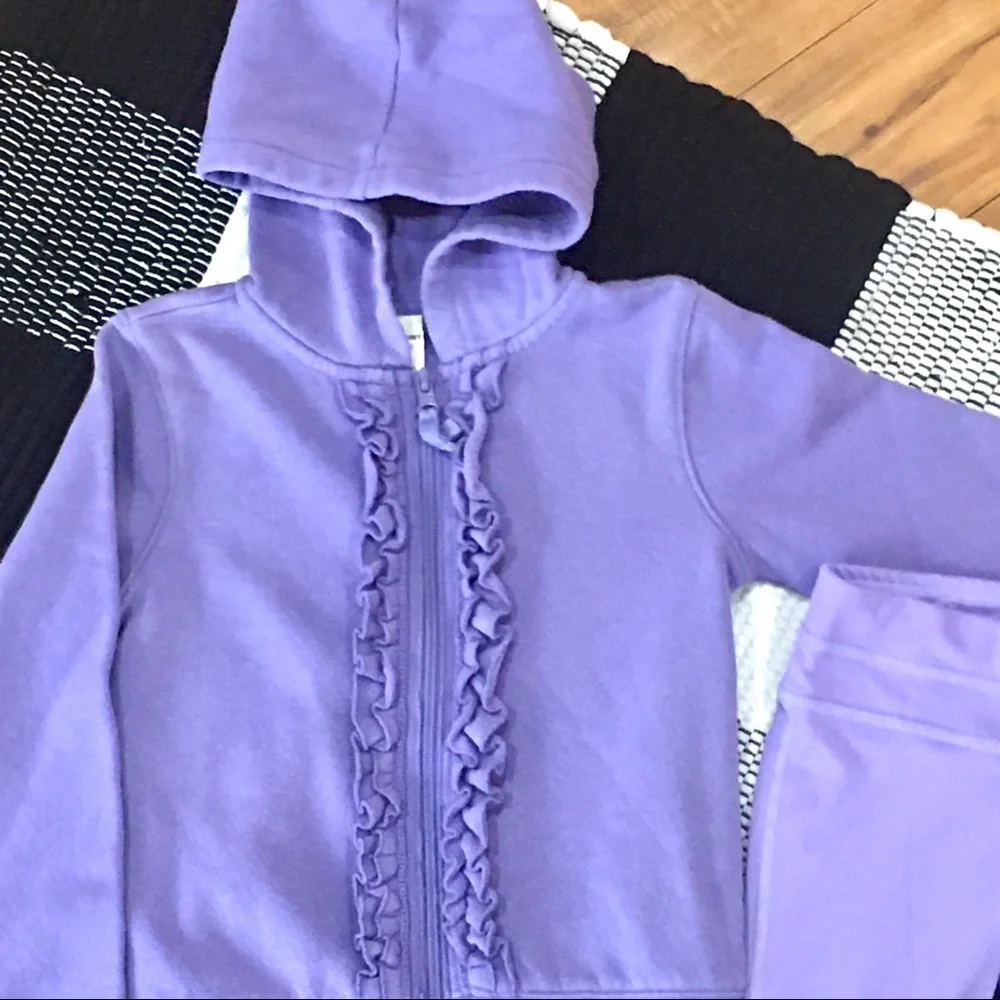Lavender purple girl hoodie coat jacket and pants set 7 8 - school fitne…